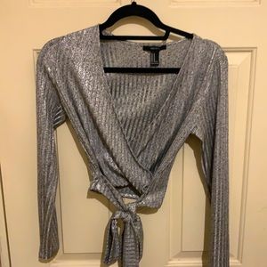 Sliver long sleeve crop top